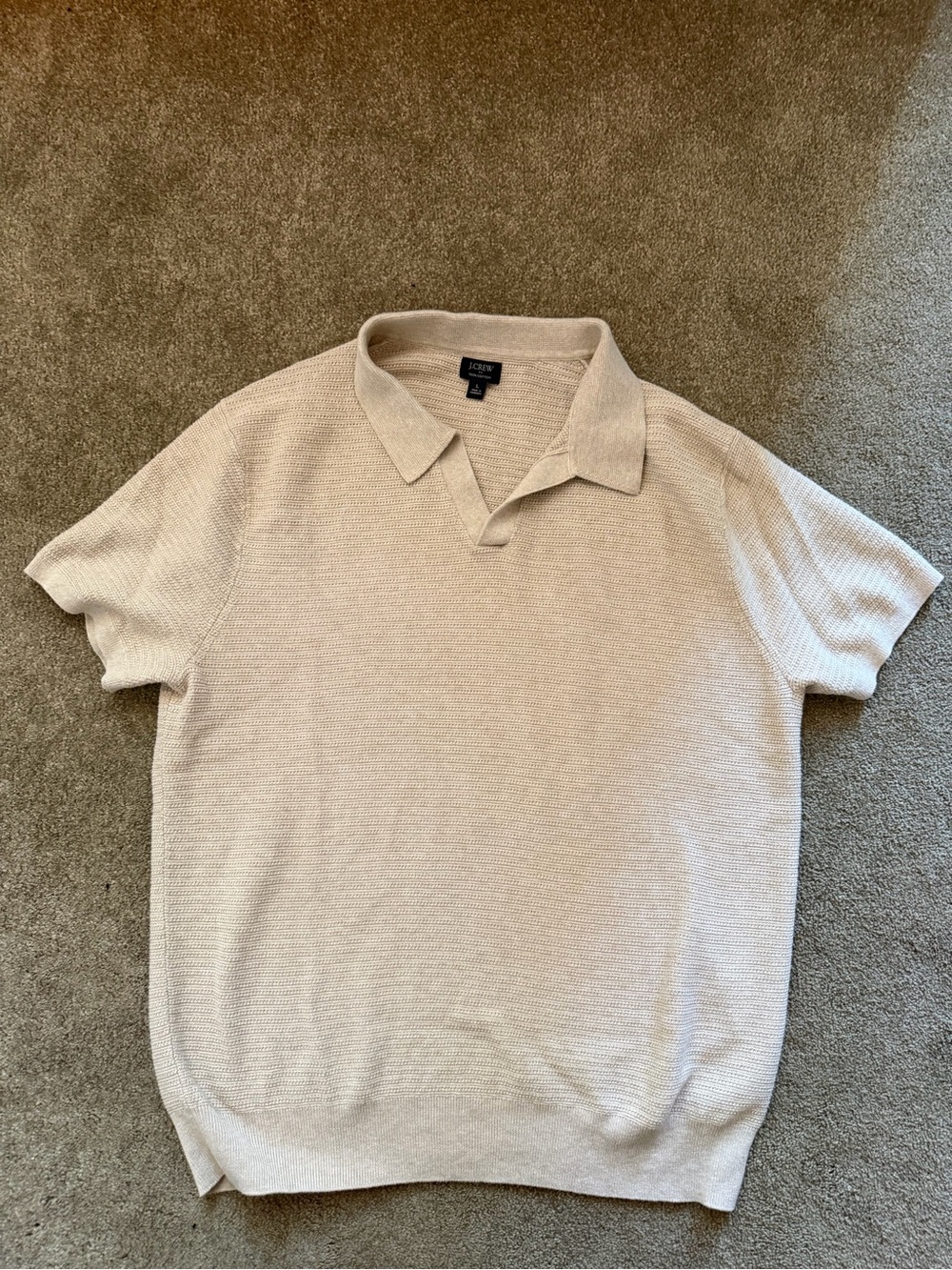 J. Crew Men's Short-Sleeve Knit Polo in Light Beige